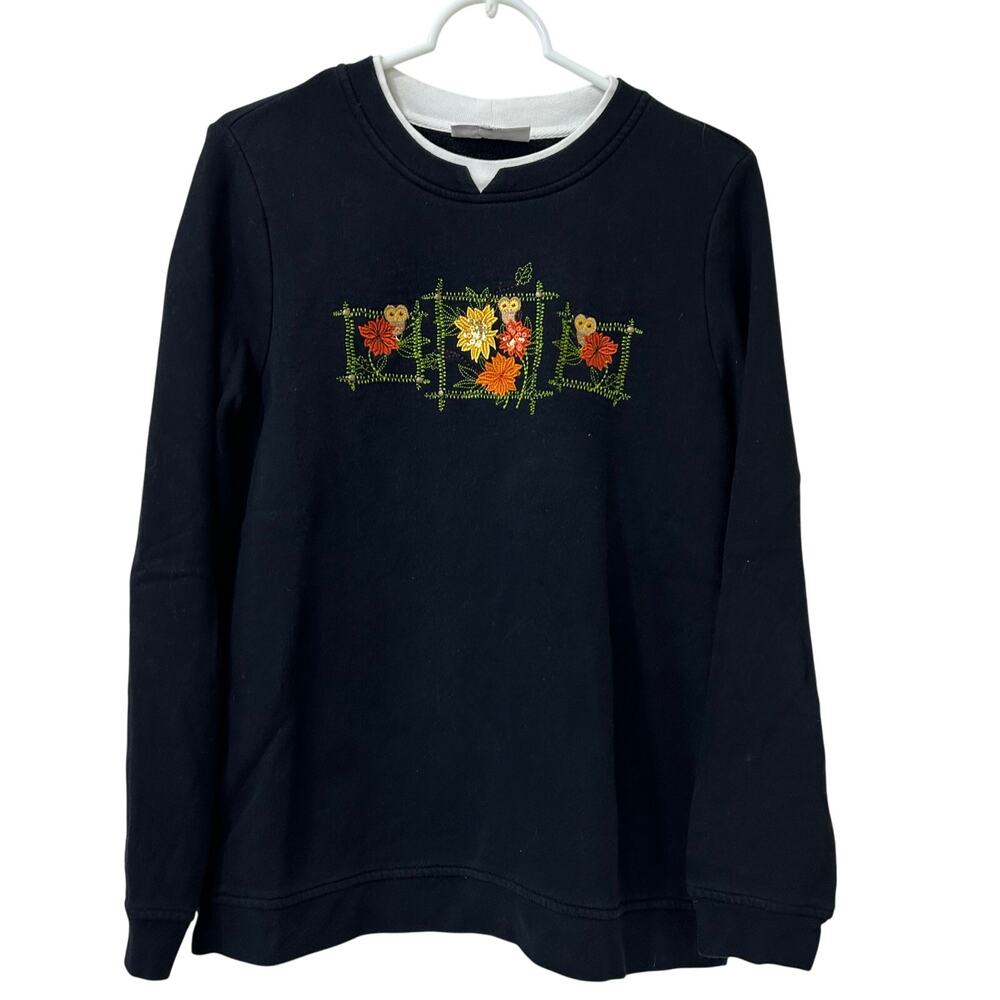 Breckenridge Vintage Womens Sz Medium Black Fall Owl Crewneck Sweatshirt Granny